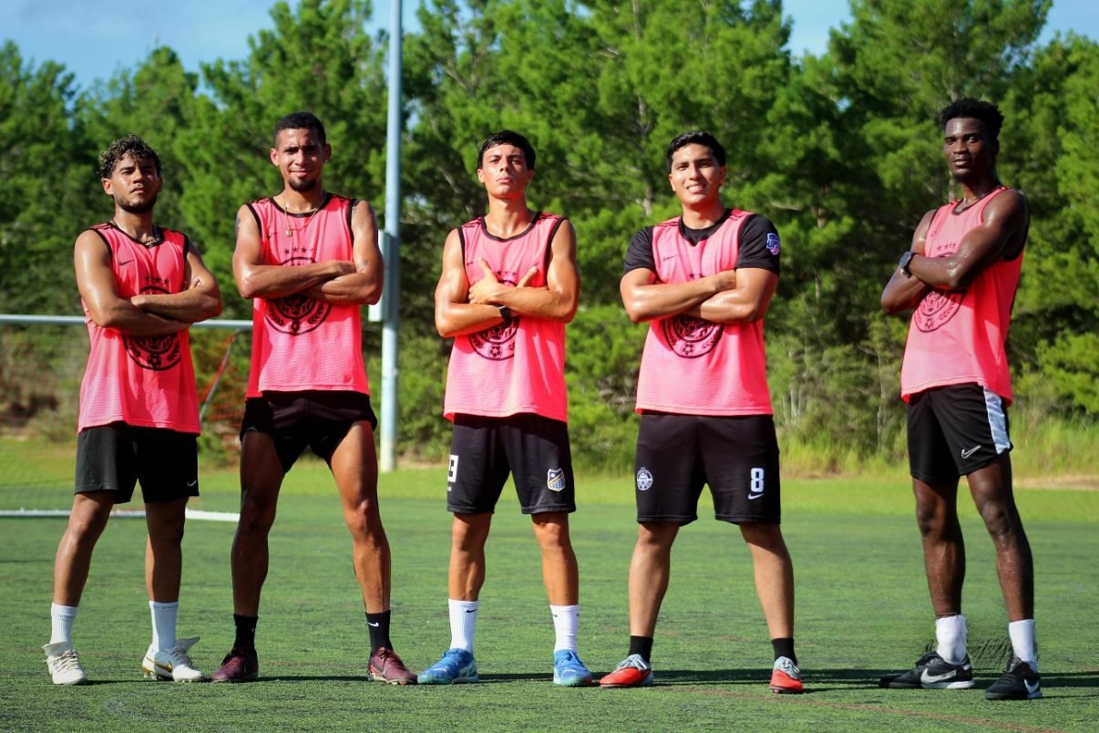 Team lineup on the field